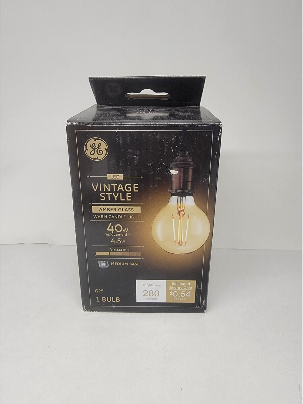 GE Lighting 36783 4.5W 280 Lumens Transparent Amber Vintage Style LED Bulb